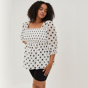 New! Torrid Babydoll Chiffon Smocked Top. - Size 3